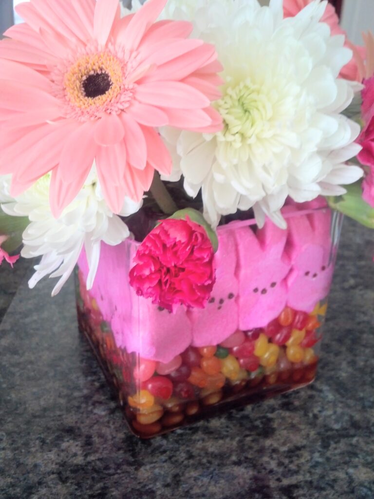 Peeps Bunny & Jellybean Floral Arrangement DIY - Easy Easter Ideas | Baubles + Bubbles