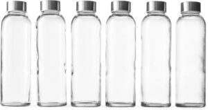 Glass Beverage Bottles, Set of 6 - Sustainable Swaps | Baubles + Bubbles